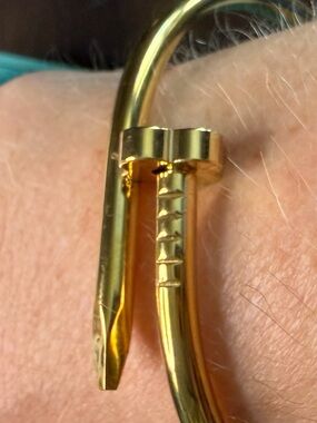 Gold Clover Nail-Style Cuff Bracelet